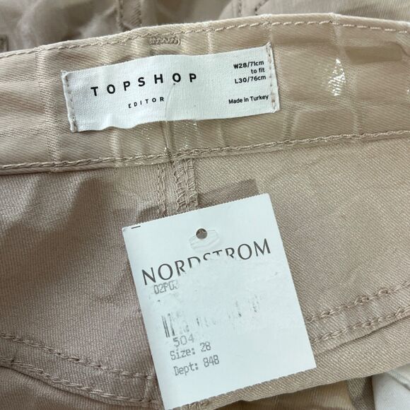 Topshop Crocodile Print Pants Women's Size 28 Beige Faux Leather High Rise NEW - Picture 5 of 10